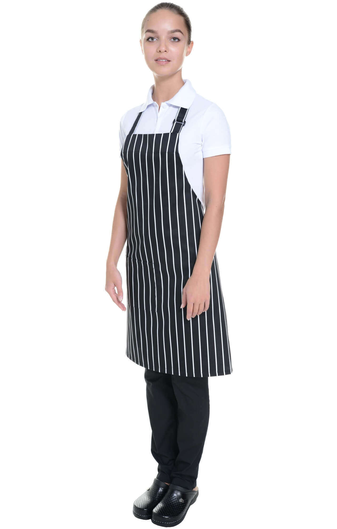 60351 Фартук с нагрудником MixColor black (черно-белая полоска) HORECA  Одежда для официантов  размер  - Вид №8