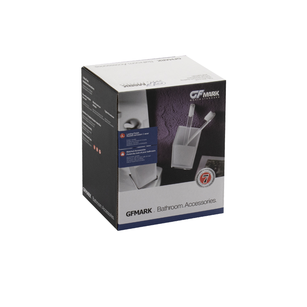 GFmark - Стакан стеклянный с креплением к стене, крепление с АЛМАЗНОЙ КРОШКОЙ, код: 4806  - Вид №1