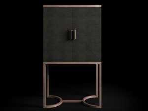 Деревянный и металлический барный шкаф