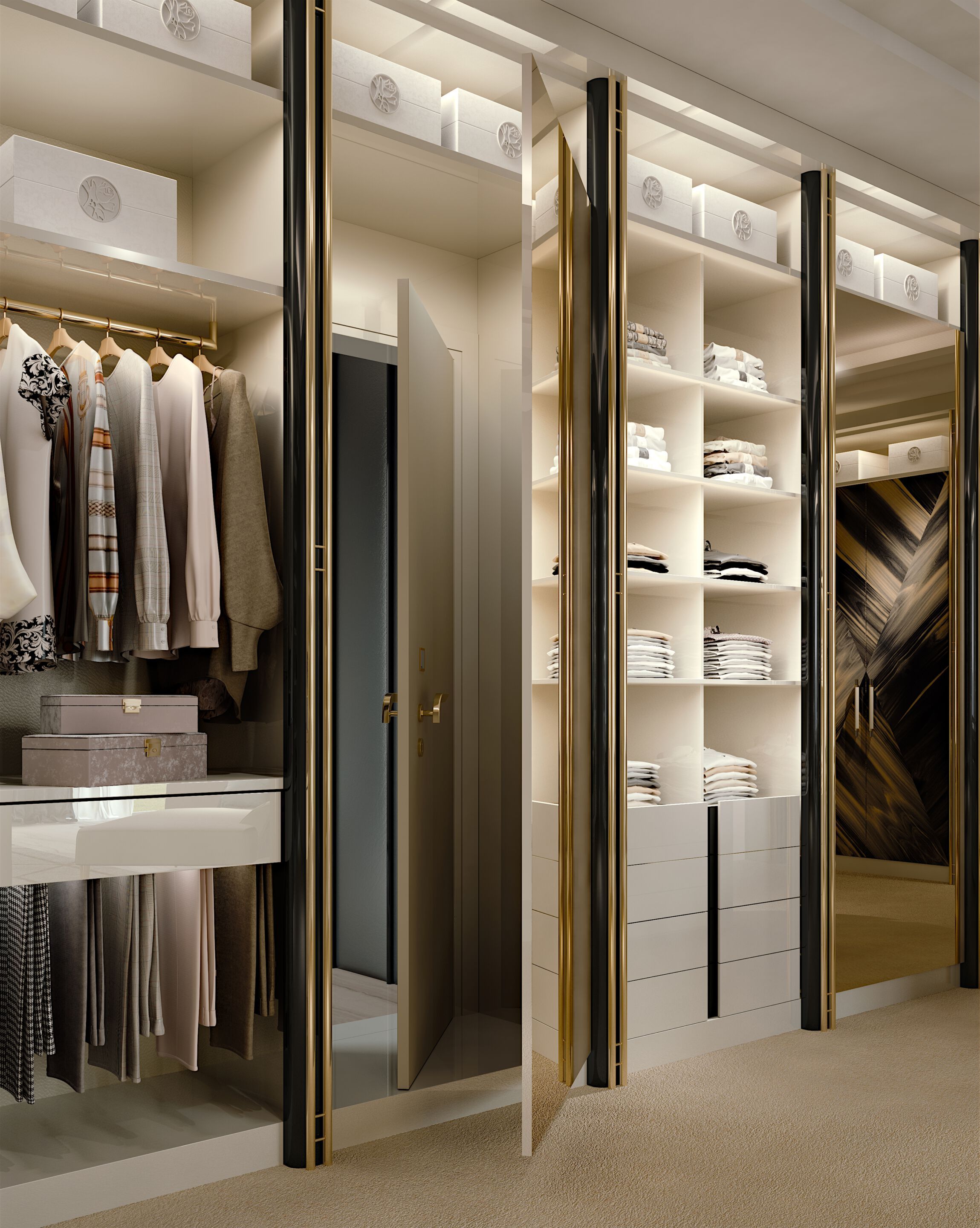 Модульная деревянная и стеклянная гардеробная со встроенным освещением Bizzotto Italia Atmosphera ARCH-00081720 - Вид №5