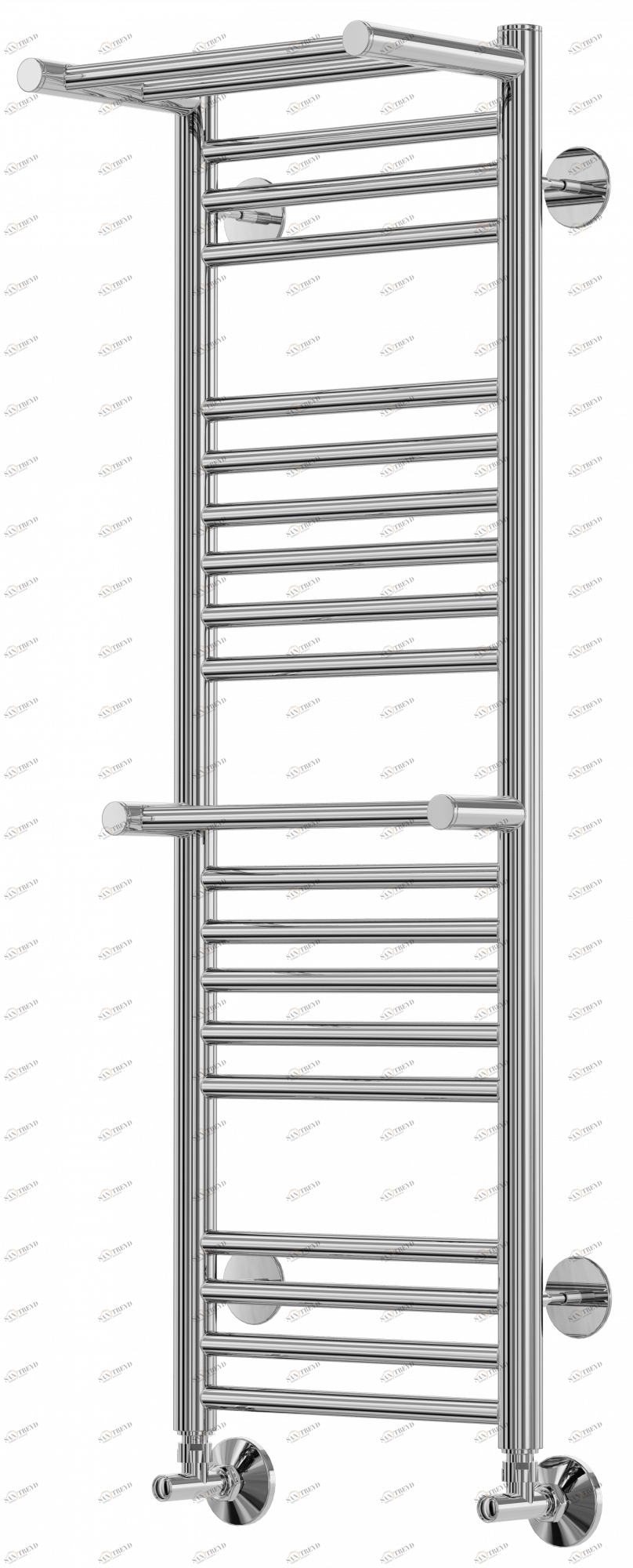 4660059582146 СТАНДАРТ Аврора c 2 полками П20 300х1010 (4+6+6+4) Полотенцесушитель TERMINUS RAL 9016 глянец