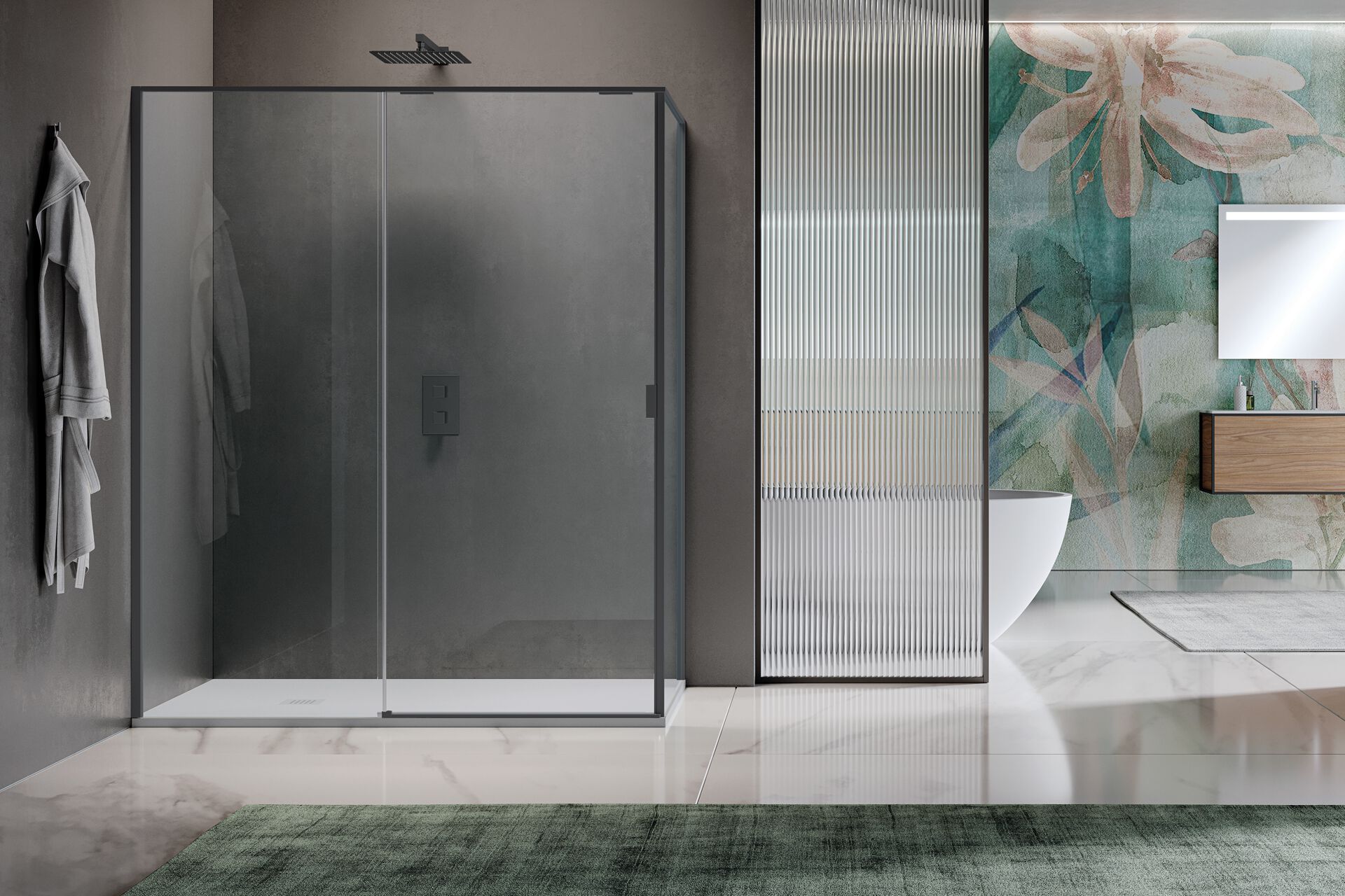 Двухдверная раздвижная дверь только для угла с фиксированной стеной Samo PYXIS ARCH-00023807 - Вид №2