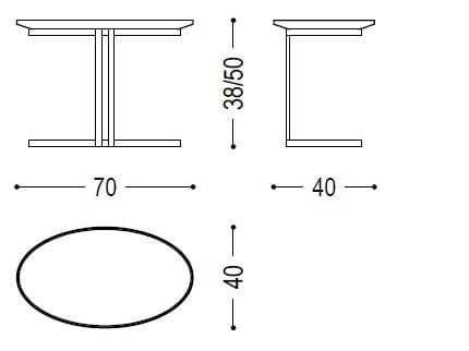Овальный журнальный столик из массива дерева с железной основой Riva 1920 Wing ARCH-00022856 - Вид №2