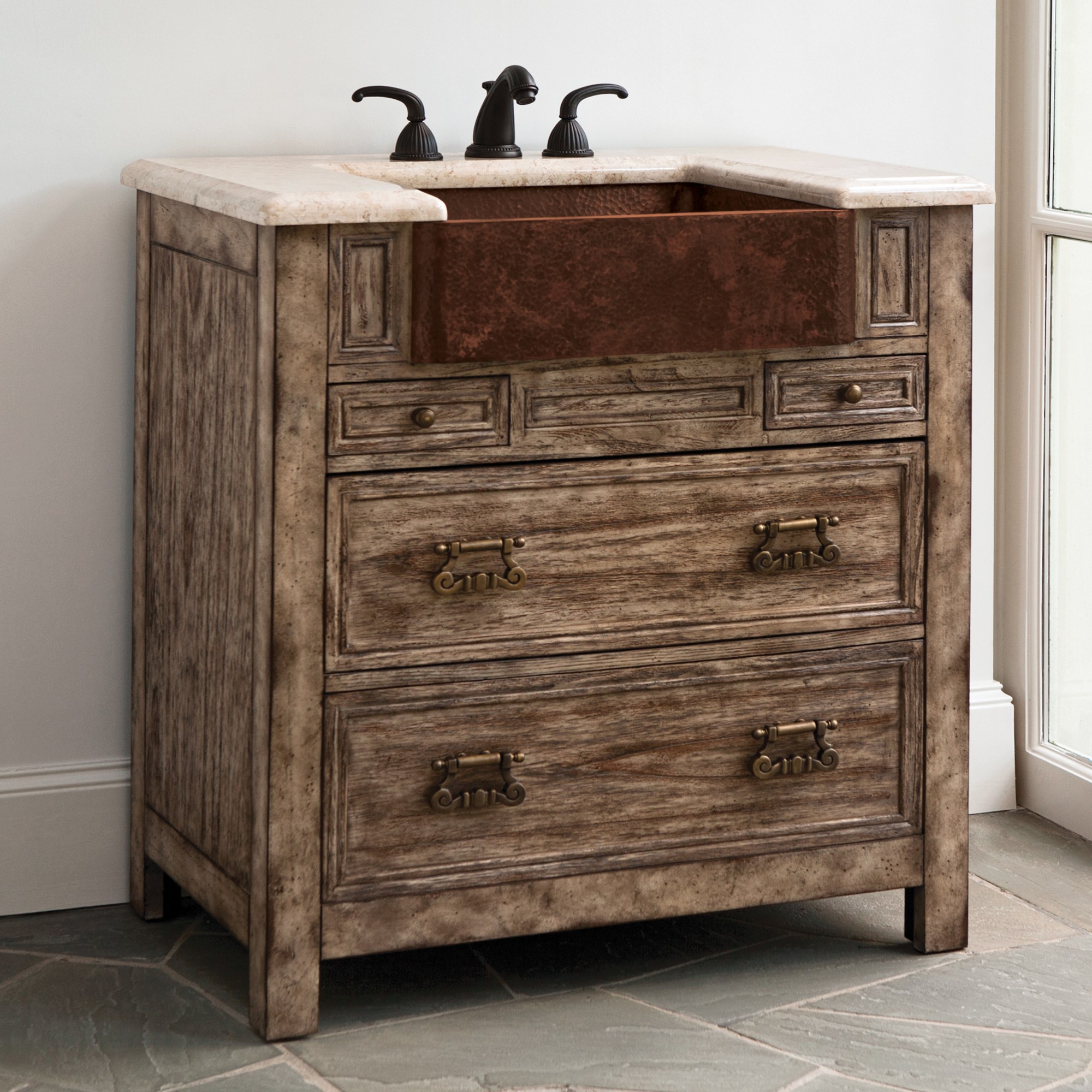 Тумбочка, средняя (от 34 до 36,5) 17546-110-301 Bedford Ridge Sink Chest - Vintage Finis Ambella  - Вид №1