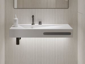 Одиночный подвесной умывальник из смолы с держателем для полотенец