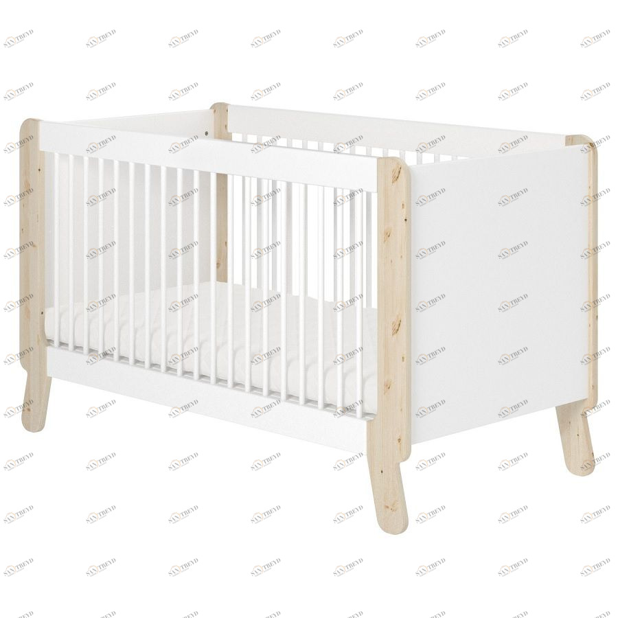 Кроватка детская Flexa Näst, белая с лакированными ножками 800180280