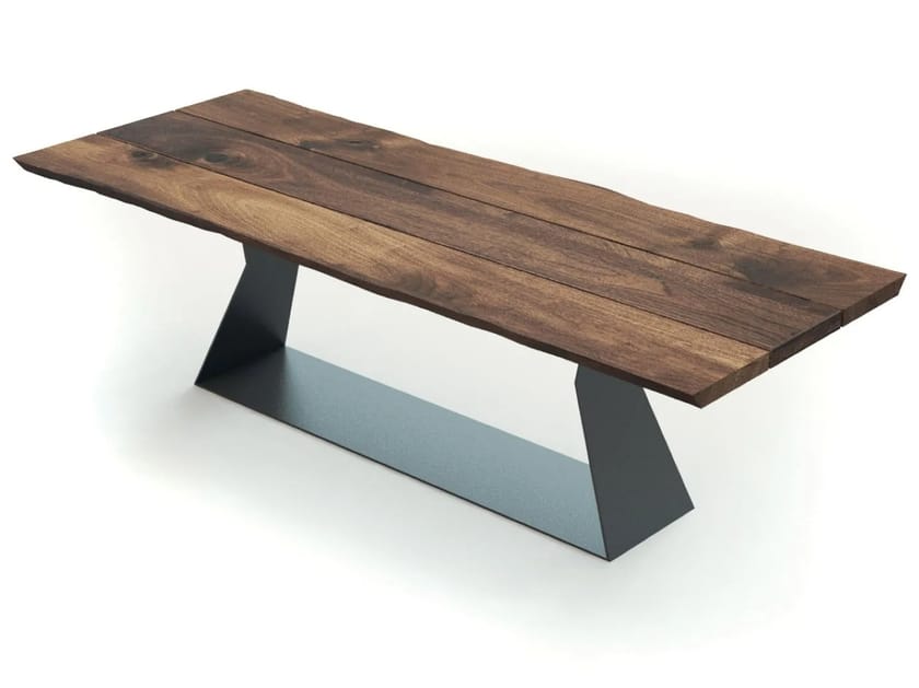 Прямоугольный стол из массива дерева с железной основой Riva 1920 BEDROCK PLANK THREE ARCH-00141327
