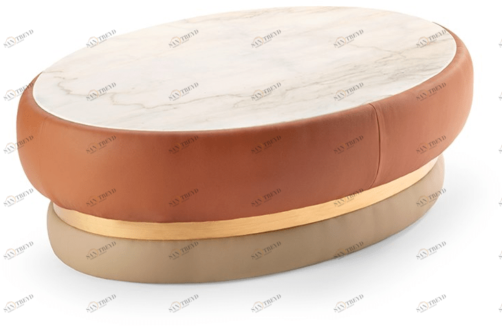 Mambo Unlimited Ideas Овальный журнальный столик из мрамора эстремоз и кожи sun-id-1369226