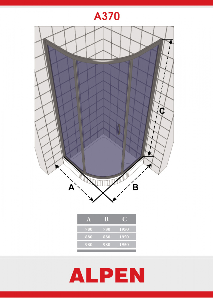 Душевая шторка ALPEN A370-90 A370N-90 - Вид №1