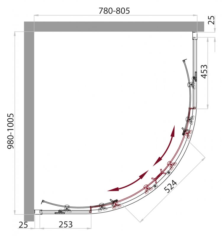 Душевой уголок BelBagno SELA-RH-2-100/80-C-Cr  - Вид №1