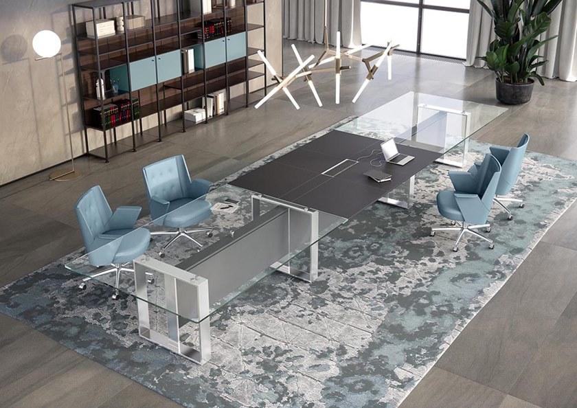 ESTEL GROUP Стол для переговоров из дерева и стекла с системой управления кабелями Altagamma sun-id-1362663 - Вид №4