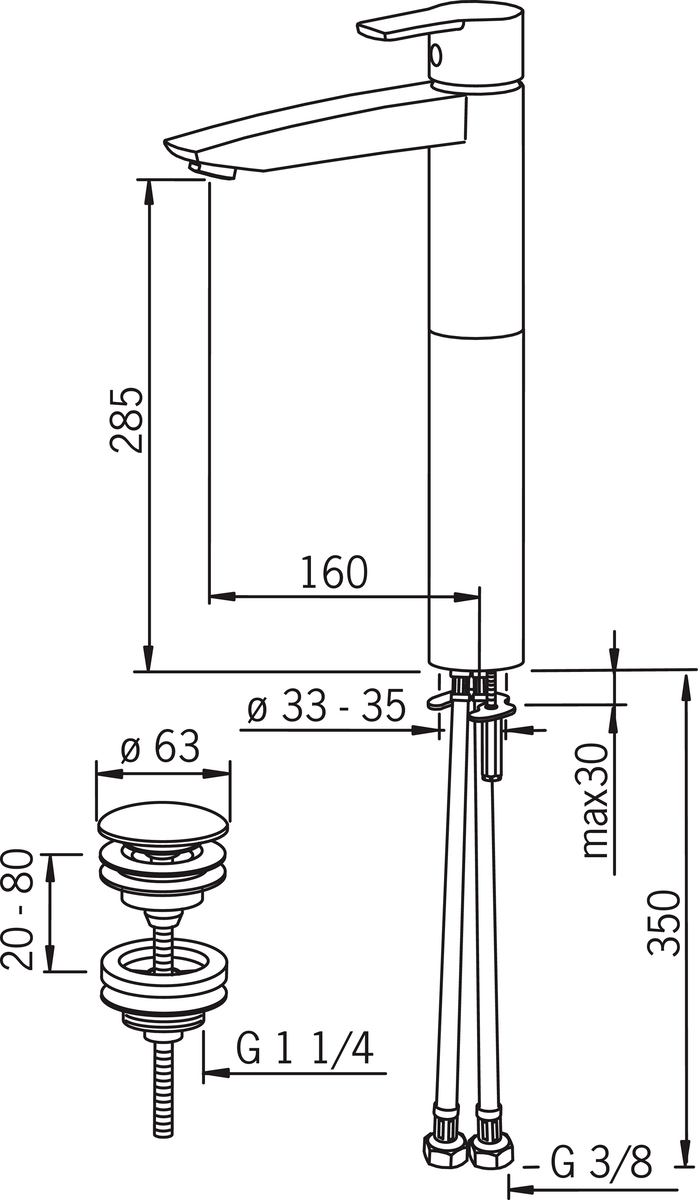 Oras 2801F Высокий смеситель 2801F Cubista Хром  - Вид №4
