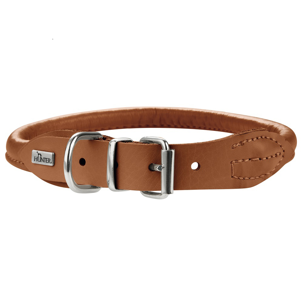 ПР0046563 Ошейник для собак Round & Soft Elk 32 (24-27см) кожа лося коньячная HUNTER 