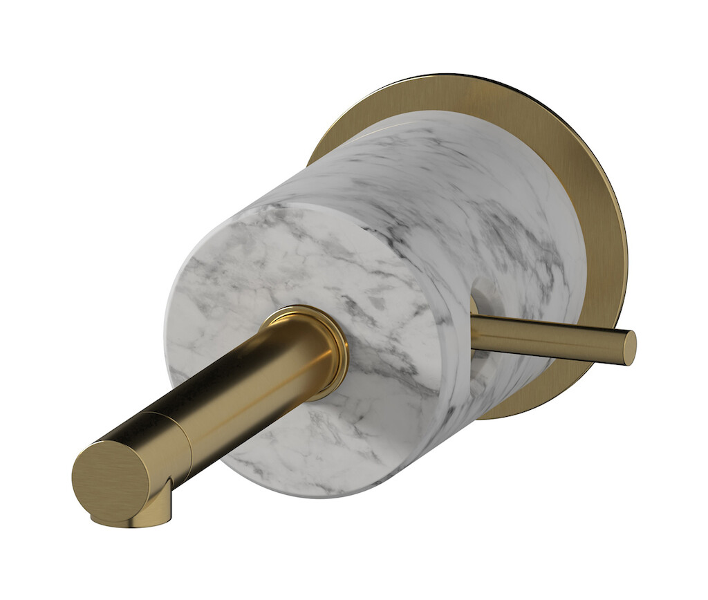 Встроенный в стену смеситель для раковины на 1 отверстие в комплекте с донным клапаном WE ARE IB mm209os_1 Brushed Gold Marmo