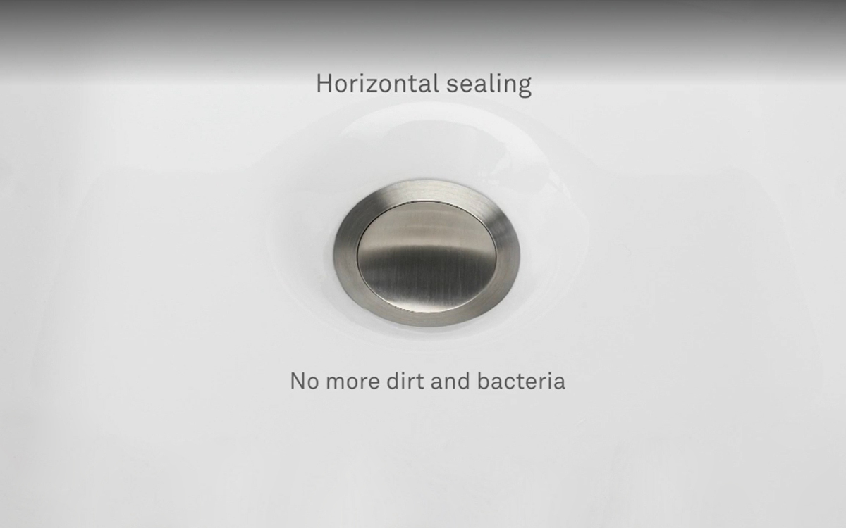 QA1250MP4 Слив Hygiene+ стационарный-открытый - вид древесного угляd line Qtoo  - Вид №2