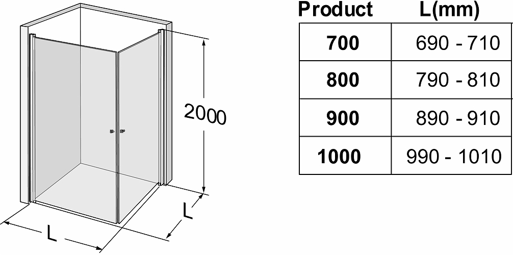 500.900.00.5 IDO Showerama 10-02 прямая душевая стенка, IDO Showerama 10-02, матовые профили / полуматовое стекло 1000x800 мм  - Вид №3