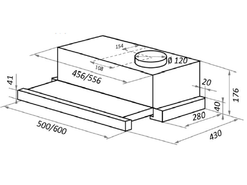 8160080 Вытяжка телескопическая HOMSair FLAT 50 черный/черный STDN-0039778 - Вид №11