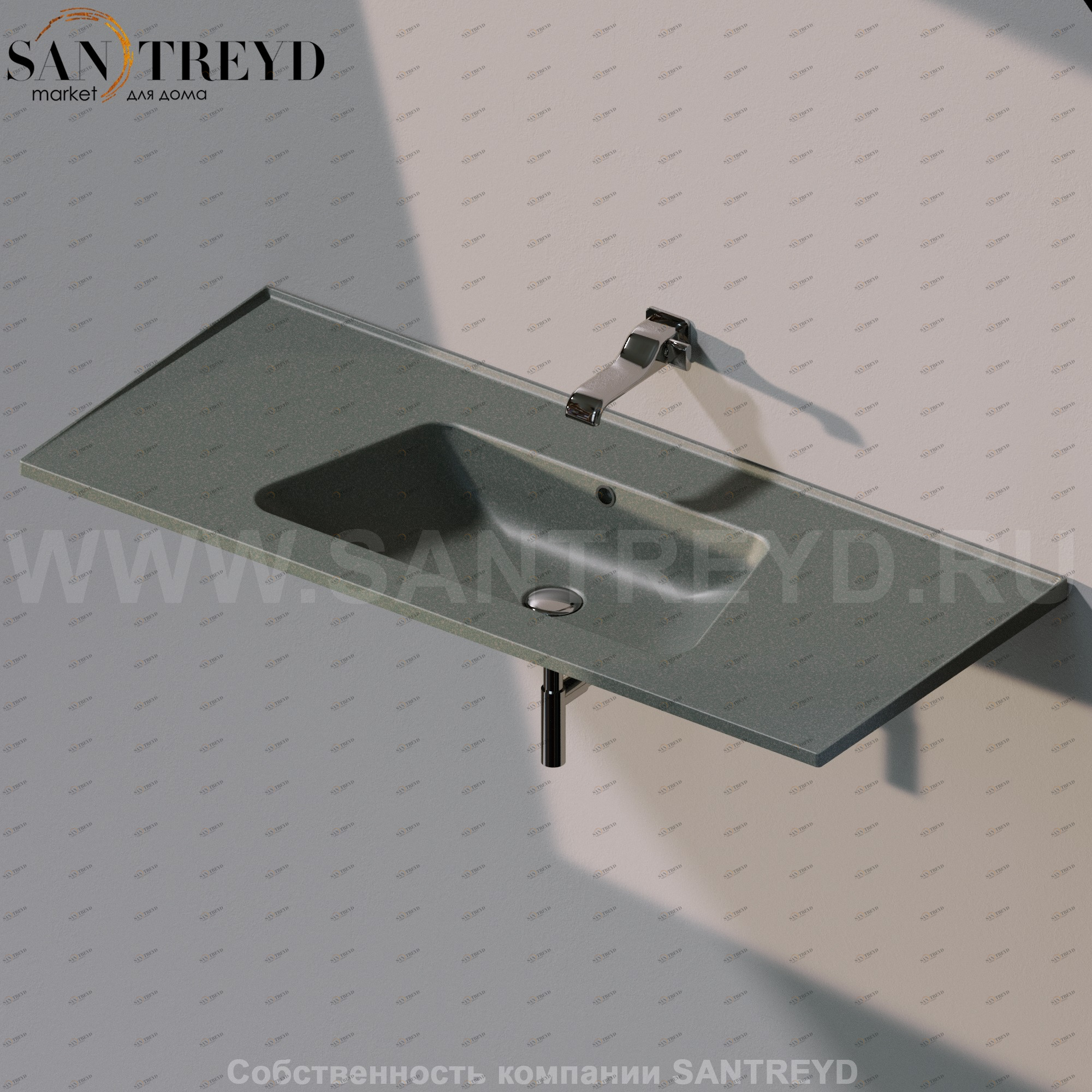 BM120L7037 Подвесная раковина настенная прямоугольная Ceramica Flaminia Bloom серая