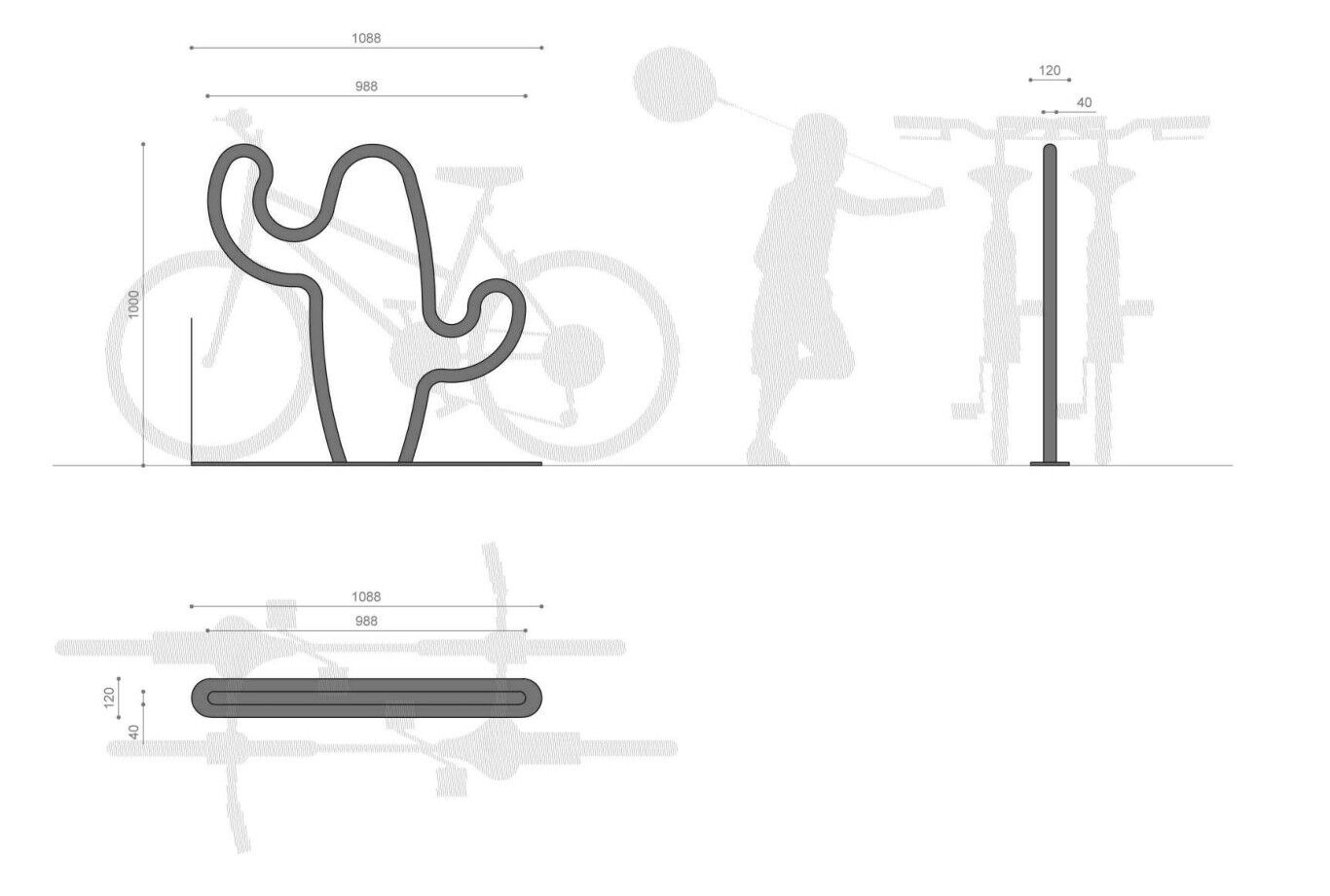 Стойка для велосипедов из оцинкованной стали Viscio Urban Design CACTUS ARCH-00128775 - Вид №7