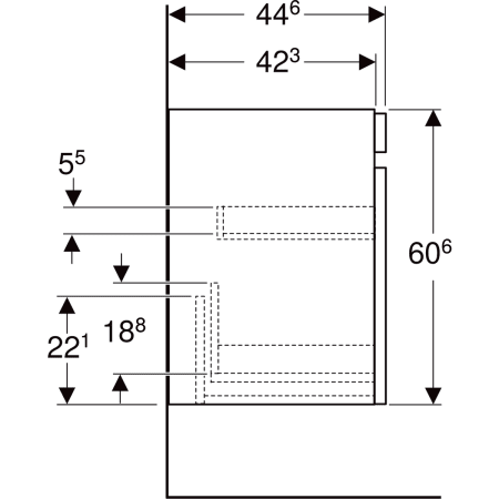 501.909.00.1 Шкафчик для раковины Geberit Renova Plan, с одним выдвижным ящиком и одним внутренним выдвижным ящиком Geberit  - Вид №56