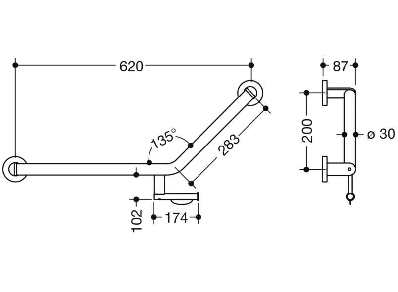 900.22.33340 угловая ручка HEWI System 900 - Вид №1