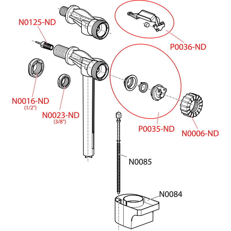 Впускной механизм с боковой подводкой и металлической резьбой для керамических бачков ALCAPLAST A1612 - Вид №2