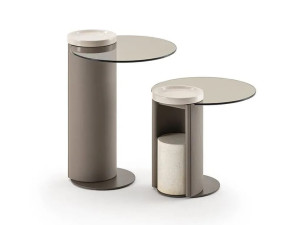 Круглый стеклянный журнальный столик