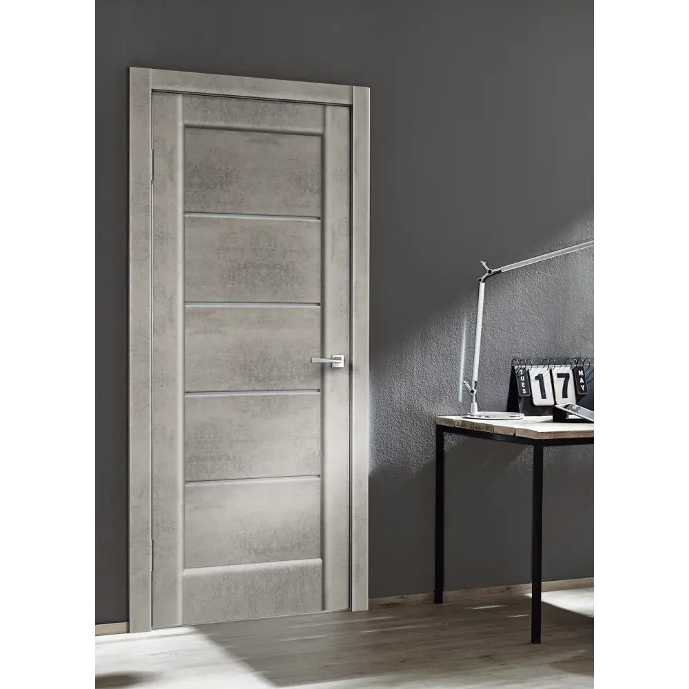 Дверь межкомнатная со стеклом Сохо 90x200 см ПВХ цвет лофт светлый с замком и с петлями 82249961 STLM-2146890 VELLDORIS  - Вид №1