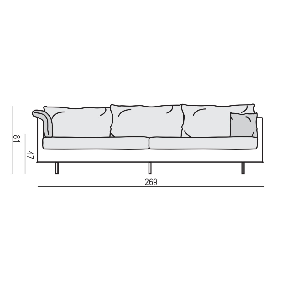 Диван Julia, четырехместный, светло-серый Sits S1274 - Вид №9