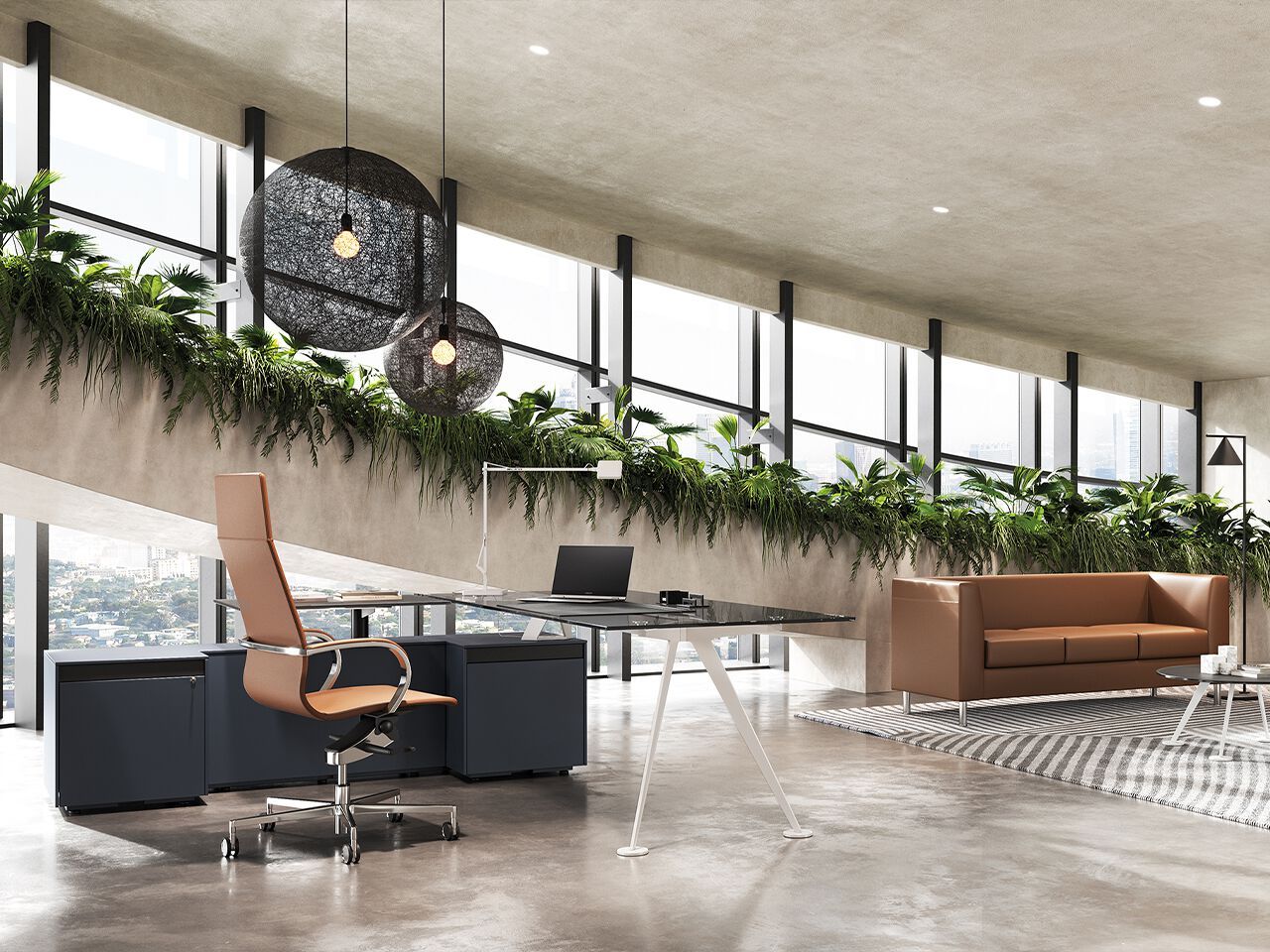 Угловой секционный стол из дерева и стекла FREZZA Spike ARCH-00083329 - Вид №1