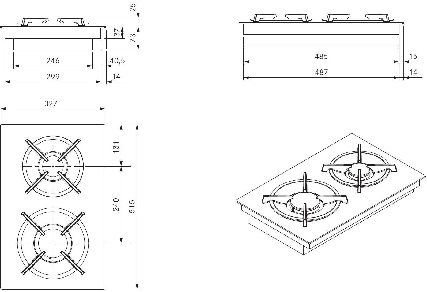 Bora Стеклокерамическая газовая плита для скрытого монтажа Bora classic 2.0 sun-id-1432135 - Вид №1
