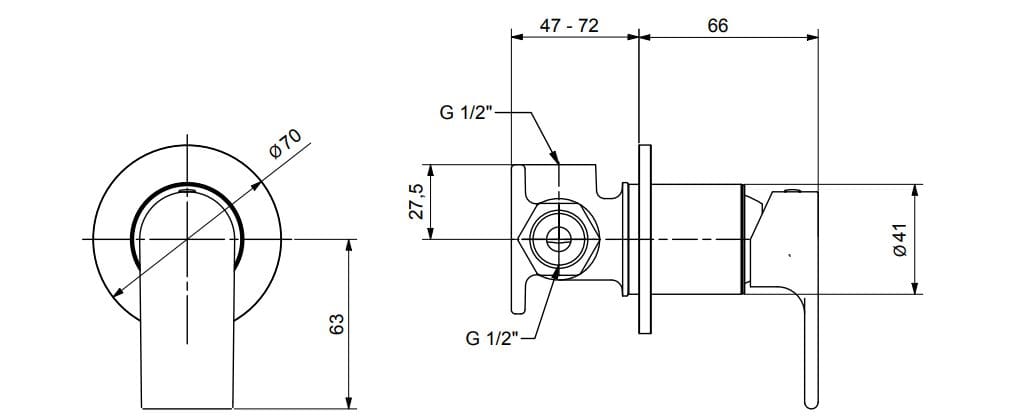 Однорычажный встраиваемый смеситель для душа Gaia Mobili Complements ARCH-00124485 - Вид №2
