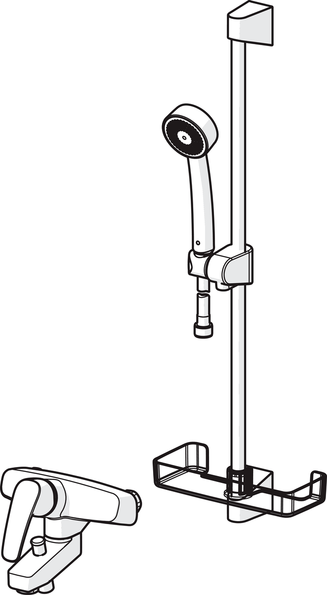 Oras 1068 Смеситель для ванны и душа с комплектом 1068 Safira Хром  - Вид №2