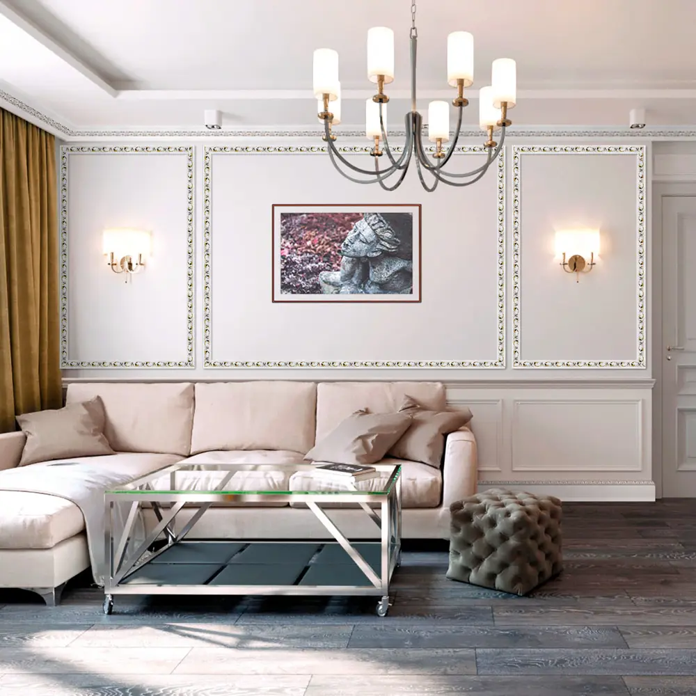 Молдинг настенный полистирол Decomaster 157-54 бело-золотой 14х30x2000 мм STLM-2117399 - Вид №2