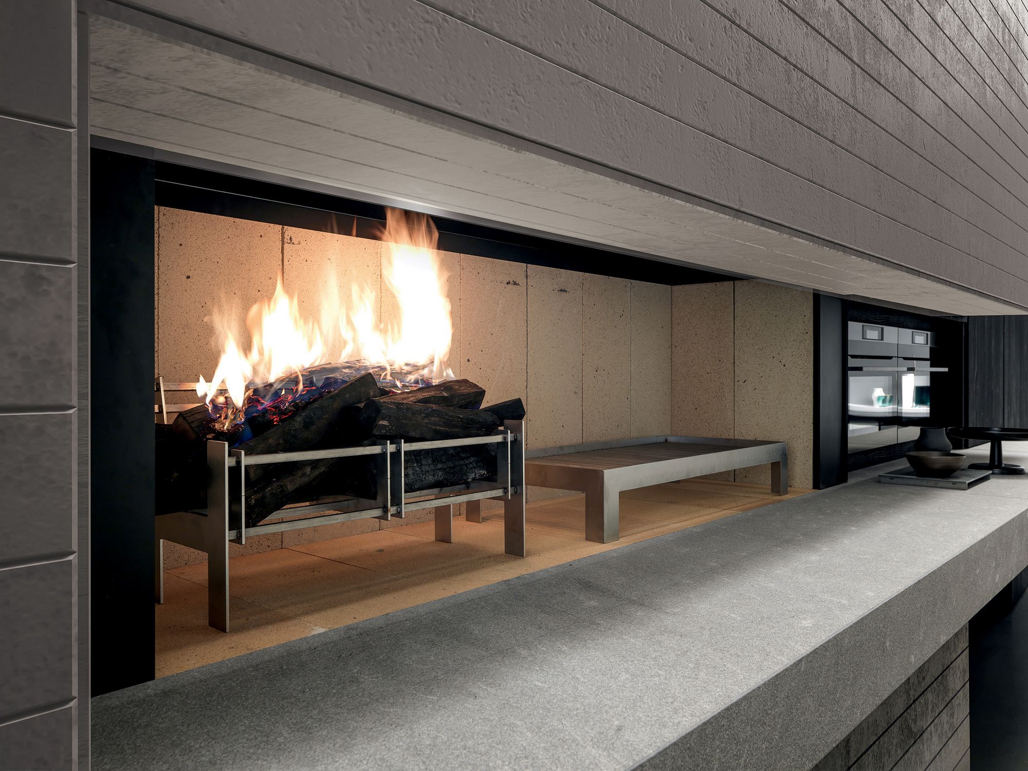 Кухня с каменным островом piasentina, керамогранитом black и кедром MODULNOVA Blade ARCH-00048576 - Вид №8