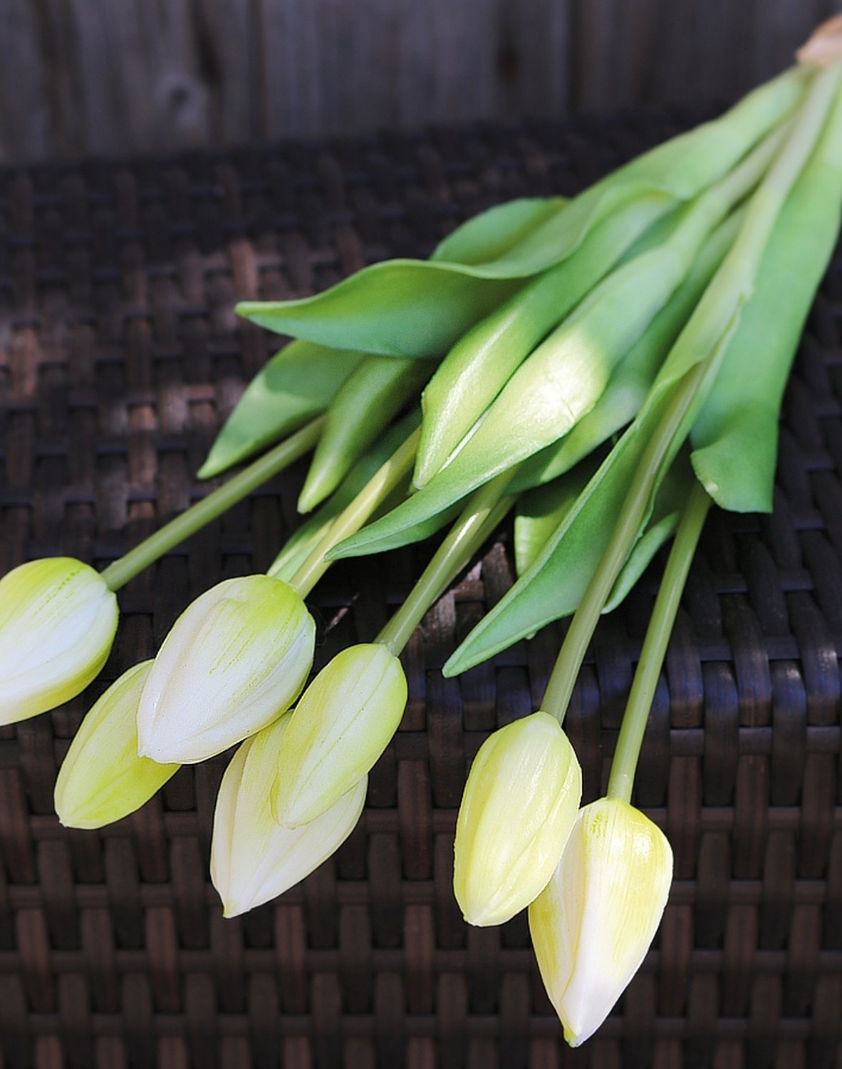 2942 708 a3 Букет тюльпанов из шелка, 7-кратный, 44 см, real touch, бело-зеленый H-andreas  - Вид №6