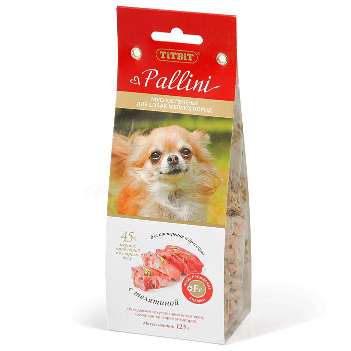 ПР0025328 Лакомство для собак Pallini Печенье с телятиной TITBIT 
