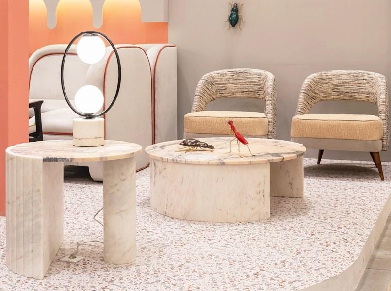 Mambo Unlimited Ideas Высокий круглый мраморный журнальный столик Helene sun-id-1416715 - Вид №3