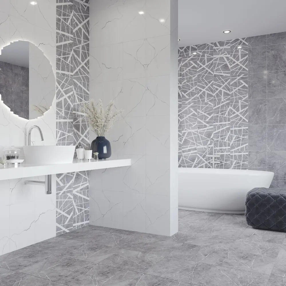 Керамин Эйра: керамогранит серый мраморный 40×40 см для пола и стен 89389024 STLM-1574428