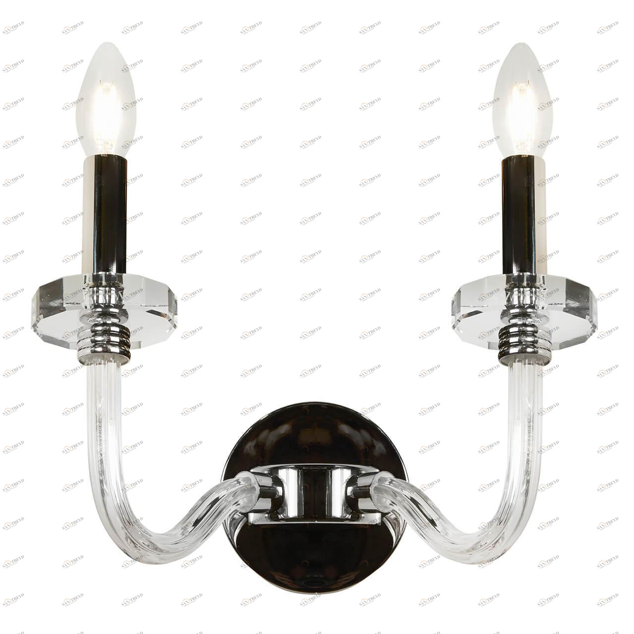 Бра на 2 лампы никель Nickel W9474-2 ILAMP СВЕЧА 00-3949176 Никель;прозрачный 