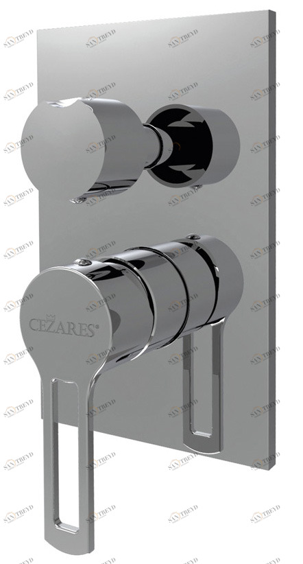 Встраиваемый смеситель для душа с поворотным переключателем на 3 выхода с комбо положением FUOCO-DEV3-01 Cezares