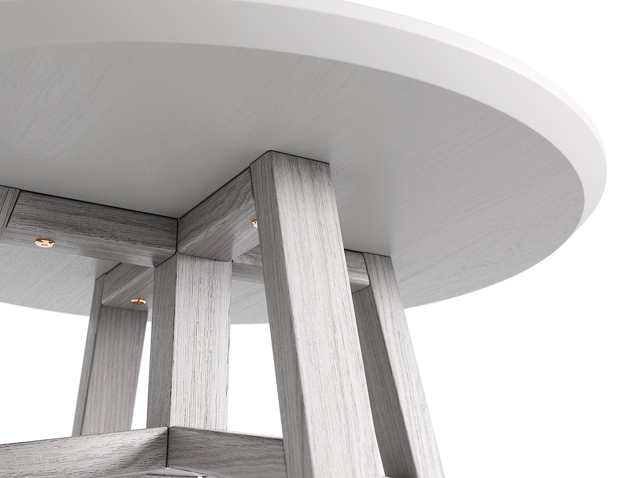 Приставной столик круглый беленый дуб, молочный 55 см Mack THE IDEA  210069 Беленый дуб;бежевый  - Вид №1