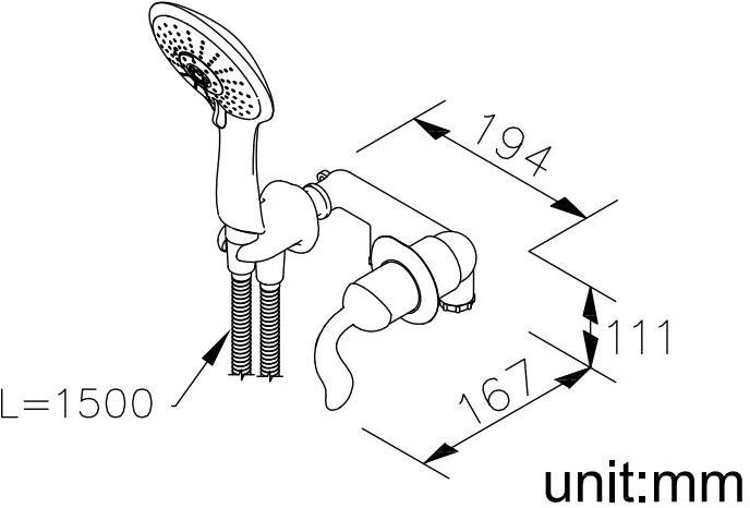 JUSTIME Смеситель для душа из хромированной латуни с ручным душем Ether sun-id-1505568 - Вид №1