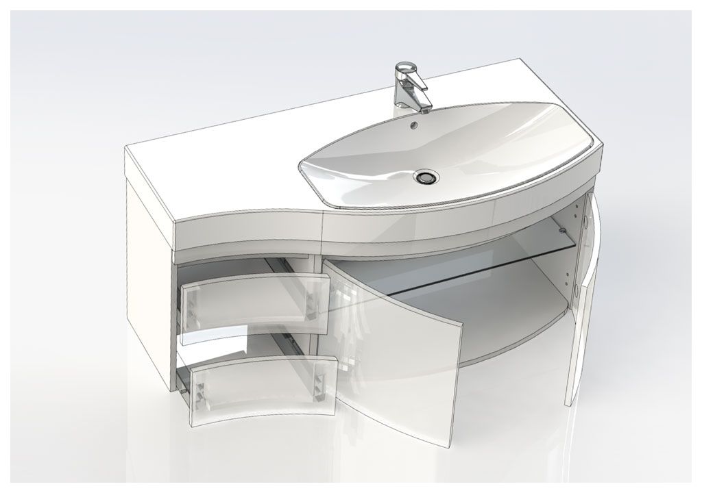 Тумба с раковиной Aquanet Опера 115 R белый (2 дверцы 2 ящика) 0016965400169399 - Вид №4