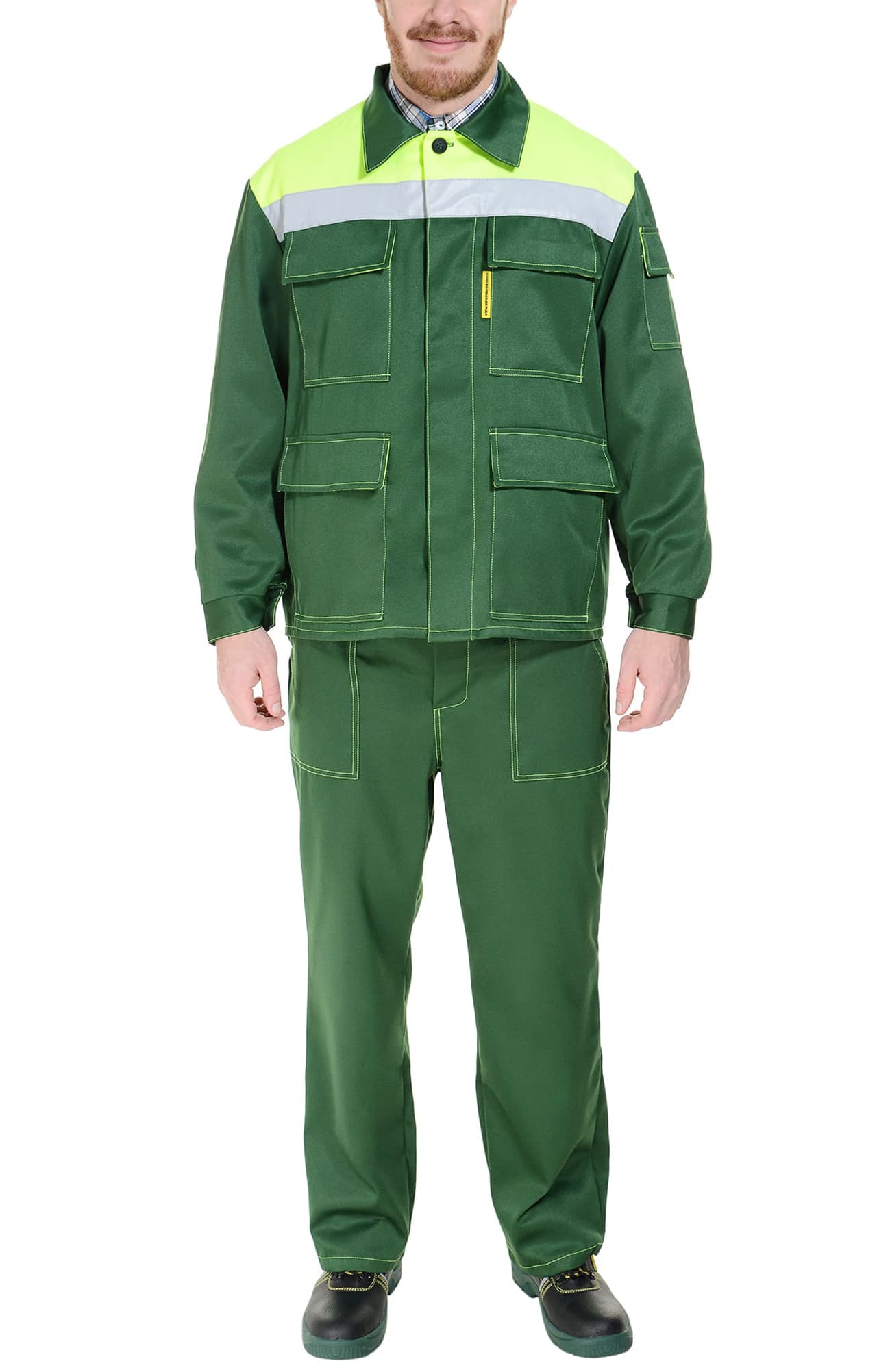 63842 Костюм "Коммунальщик" зеленый лимонный  Летняя спецодежда  размер 56-58/170-176  - Вид №9