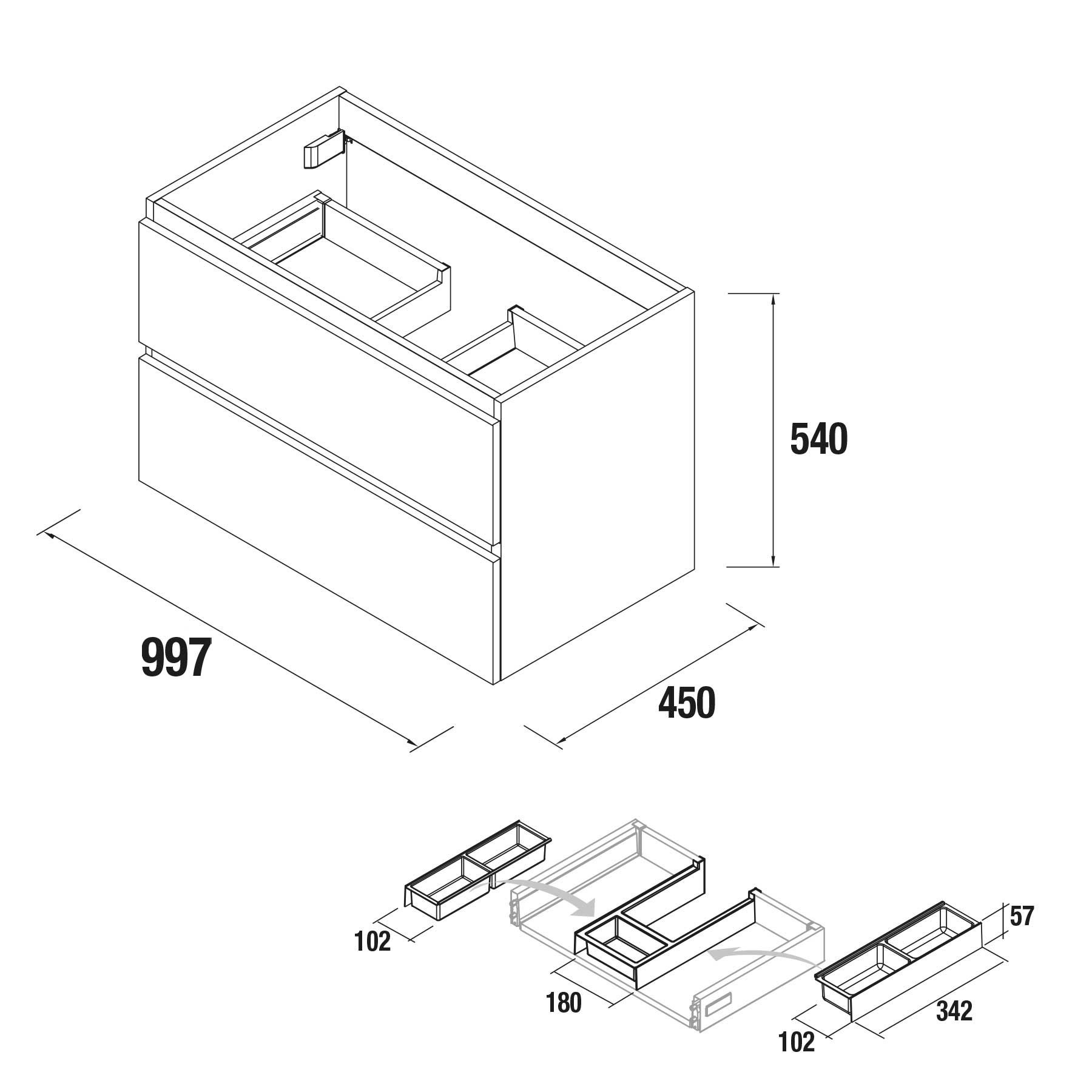 22806 SALGAR Мебель для умывальника SPIRIT 1000 2 металлических ящика BAY PINE 997 x 540 x 450 мм Лавровая сосна - Вид №4