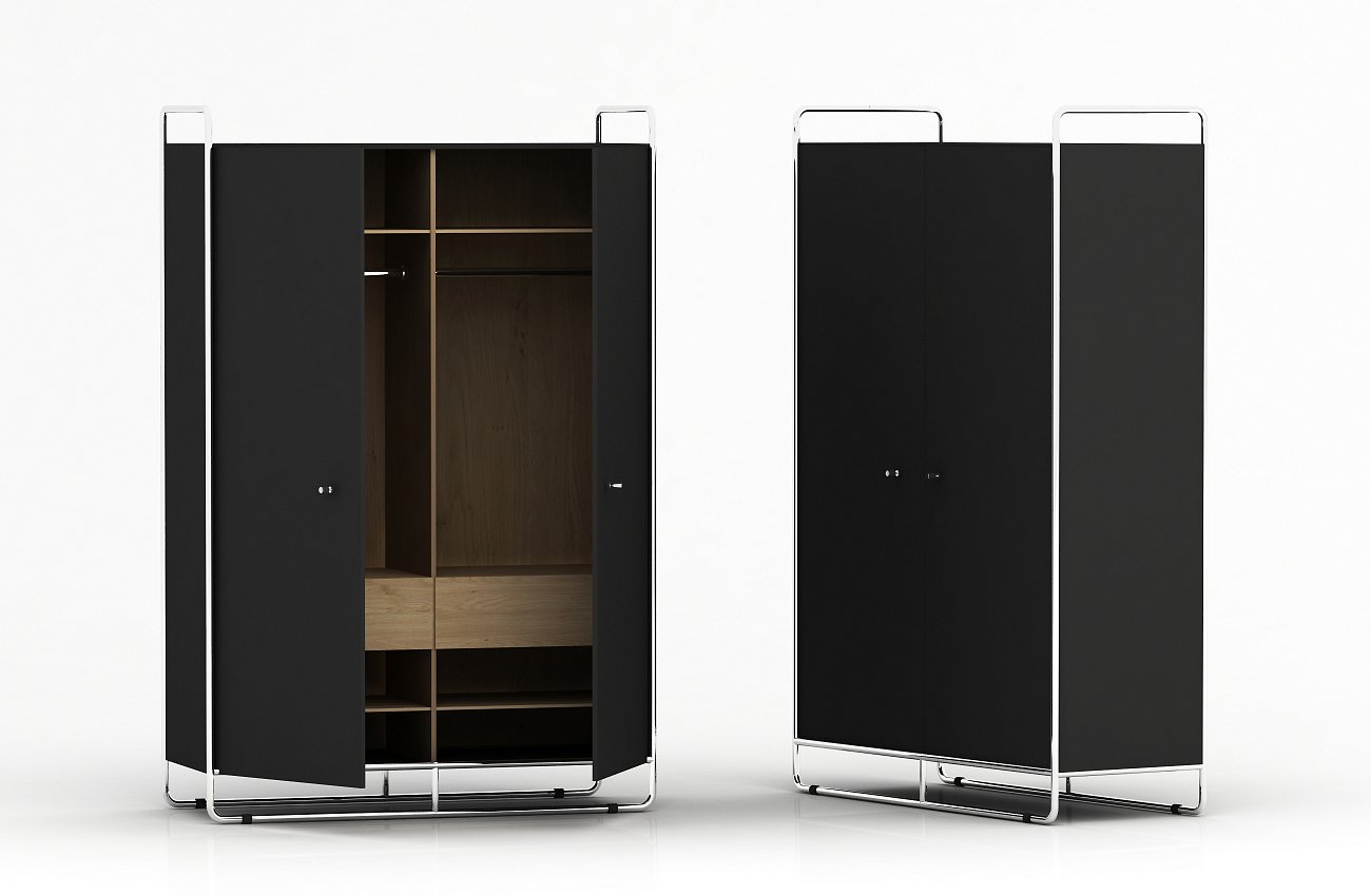 Шкаф двухдверный на металлических ножках белый Bauhaus WOODI  00-3966115 Белый  - Вид №1