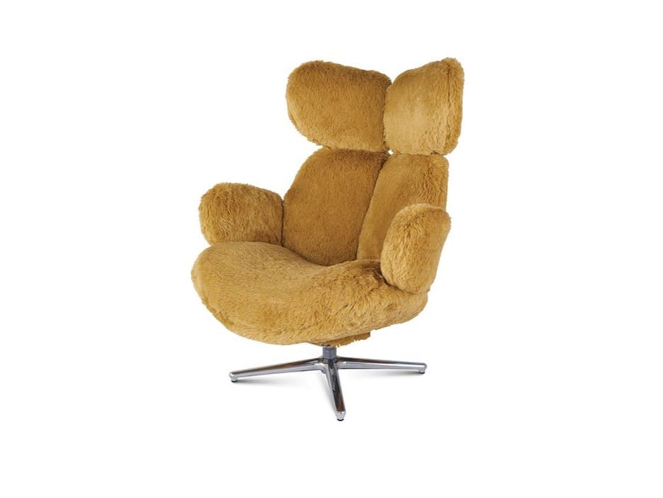 Тканевое вращающееся кресло с подлокотниками ROCHE BOBOIS Целлюлоза ARCH-00056797