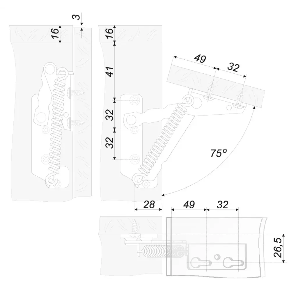 Santreyd Петля антресольная MK01 для фасадных дверей с фиксатором 14238095 STLM-0004501 - Вид №3