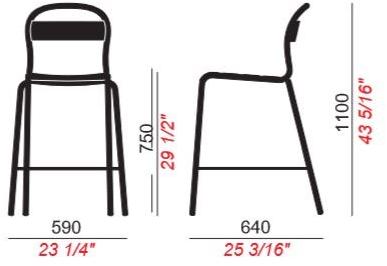 COLOS Высокий штабелируемый табурет из листового металла Stecca sun-id-1443489 - Вид №2